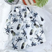 남자 하와이안셔츠 여름 바캉스 휴양지 남성 탑스 하와이 반팔 셔츠 꽃 비치 파티 폴리 에스터 티셔츠 M 3XL 5 크기 블라우스