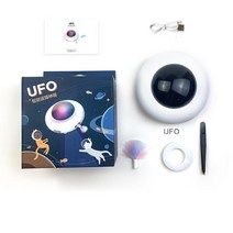 고양이 캣 장난감 ufo 대화형 업그레이드 된 팝 및 놀이 회전 깃털 usb 충전 실내 용 스마트 모드 지루함 해소, 하얀색