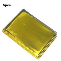 군용반합 백패킹 군용 코펠 Outdoor PET Insulation Emergency Blanket Survival First-aid Kit Military Rescue Wind, [07] Gold 5pcs