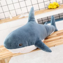 140cm 거대한 상어 플러시 장난감 봉제 완구 동물 독서 베개 생일 선물 용 인형 선물, 100cm, 파란