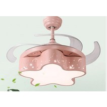실링팬 천장형 서큘 천장선풍기 공기순환팬 어린이 팬 라이트 북유럽 보이지 않는 천장 레스토랑 침실 소녀, 02 Pink_03 48inch_02 220V