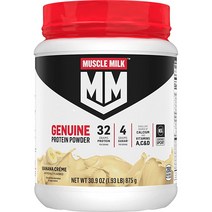 Muscle Milk 단백질 파우더 바나나 크림 0.9kg(2파운드) 12회분 단백질 32g 설탕 4g 칼슘 비타민 A C 및 D 에너자이징 스낵, 1개, 기본