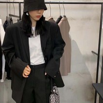 톰보이 오버핏 캐주얼 보이프렌드 자켓 루즈핏 스티치 하프 코트