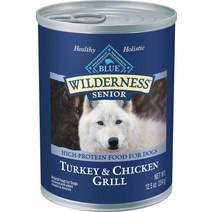 Blue Buffalo Wilderness 터키 치킨 그릴 그레인 프리 시니어 강아지 사료 통조림 12.5온스 12강아지입