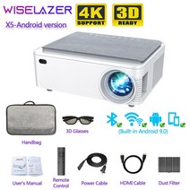 미니레이저 빔 휴대용프리젠테이션프로젝터wiselazer x5 1080p led 블루투스, 안드로이드 버전, 우리 플러그