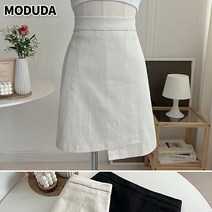 [모두다] [L~3XL/뒷밴딩/빅사이즈] 컷 언발 미니 스커트