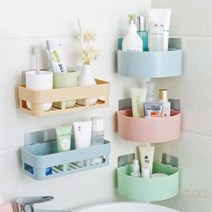 CAILOOM 만능욕실거치대 화장실젠다이 무타공 욕실선반 공중부양홀더 욕조 세면대 타일접착식 수납정리대, 코너형-파랑