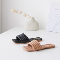 프리티슈 발편한 여성 스퀘어토 엠보싱 쿠션 슬리퍼 (1cm)