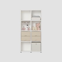 한샘 샘 책장 4단 80cm 서랍형 시공 (컬러 택1), 라이트메이플_책장/화이트_서랍(A)