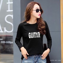 [오늘발송] 스타일아유 여성용 기본 레터링 GUITNR 긴팔 티셔츠 [PXA6TS045A]