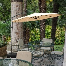 야외 테라스 바나나형 그늘막 수영장 운동장 주차장 신호등 가든 빅 공원 펜션 바다 해수욕장 썬차일 옥외 폭염 대비 쉼터 물통 설치 행사용 큰 천막 꺽이는 철재 대형 원형 파라솔, 원형파라솔(기본 지지대／물통 미포함), 화이트