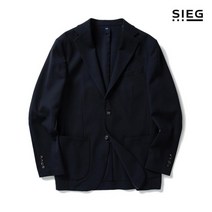지이크 네이비 스트라이프 텍스처 울 혼방 자켓 PEEAB4006