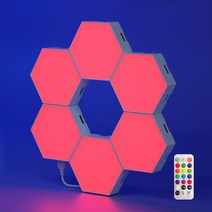 Meyuge 터치 led 인테리어무드등 DIY 조립식 벽조명 스마트 RGB 조명, 터치+리모트, 6PCS
