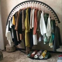 원형 옷걸이 행거 매장용 드레스룸 진열대, 블랙
