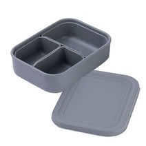 [마미스테이블] 고급 식품용실리콘 직장인도시락통 새참(3구S) 다이어트샐러드도시락, 다크그레이
