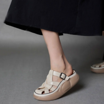 여름신상 레트로 두꺼운 밑창 슬리퍼 여성 스타일리시 미들힐 샌들