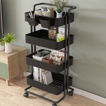 바퀴 이동식선반 진열대 스낵바 과자 간식 식품 디피 렉 수납 선반, 상품선택, 4단 블랙