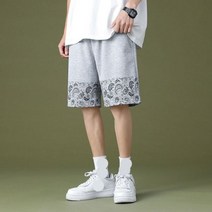 트레이닝복 반바지 남자 면바지 여름 니트 두건 패치 워크 망 짧은 바지 힙합 Drawstring 패션 Streetwear 브랜드 의류