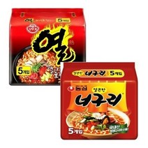 오뚜기 열라면 멀티(5입)1팩+농심 너구리 매운맛 멀티(5입)1팩 인기라면 매운라면 라면모음 야식 간식