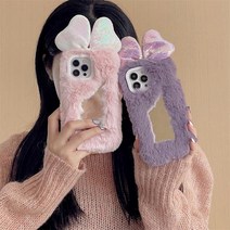 LI01 아이폰 14 13 12 11 pro max 프로 맥스 반짝이 스팽글 왕 리본 밍크 퍼 카메라보호 미러 범퍼 커버 케이스