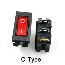 KCD3 3 핀 2 모드 레드 라이트 32x16mm KCD6-3P V 형 C 로커 스위치 16A 250V, [01] V-type Button x1PC