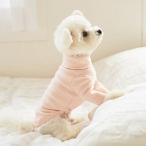 개니클로 반려견 터틀넥 티셔츠, 라이트 핑크
