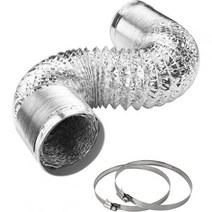 CANNABMALL 10.2cm4인치 3m10피트 건조기 벤트 호스 비절연 유연한 에어 알루미늄 덕팅 파이프 HVAC 환기 배기 그로우 텐트용 드라이어 포일 덕트 클램프 2개 포함, 4“10ft