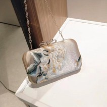 자칠 빈티지 가방 파티 드레스 가방 클러치 실크 자수 디너백 여성 송년회 핸드백