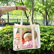 아미띠에 대용량 투명 비치백 감성 베이지 PVC 방수 여름 물놀이 수영 가방