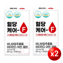 [오늘발송] 혈당케어-F 2박스 120정 식후 혈당상승 억제 당뇨 영양제 건강기능식품 바나바잎 추출물 비타민D 유유네이처 혈당케어-F 2통, 2개