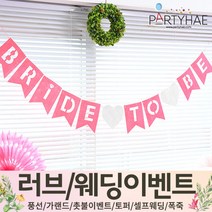 (주)파티해 러브이벤트 스몰웨딩 용품1 A~C - 프로포즈 브라이덜샤워 결혼 기념일 여자친구 홈파티 세트 은박풍선 가랜드 촛불 티라이트 캔들, C21.펠트브라이드투비가랜드-핑크