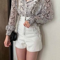 레이스 롱 줄무늬 스퀘어 크롭 긴팔 정장 슬리브 블라우스 벨라 철학의 스네이크 프린트 스팽글 글리터 탑 긴 소매 버튼 다운 셔츠 용 반바지