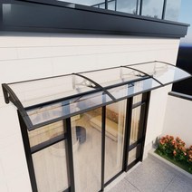 차면시설 비가림 창문빗물막이 처마 비가림막 레인도우 캐노피 빗물막이, 80x200cm (브래킷 3개 포함)