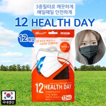 12 헬스데이 일회용 마스크 대형/블랙(12매입x1개)