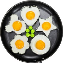 스틸 프라이드 계란 금형 스테인레스 팬케이크 셰이커 오믈렛 하트 스타 모양 프라이팬 금형 요리 도구 주방 가제트 액세서리, 5pcs Egg Mold