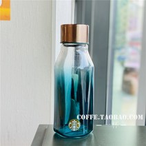 스벅텀블러_스벅컵_스타 벅스 컵 여름 짙은 녹색 여신 머그 그라디언트 유리 워터, 473ml 짙은 녹색 그라데이션 유리 물병
