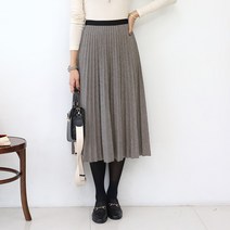 데일리앤 칸느 모직 플리츠 밴딩 롱스커트