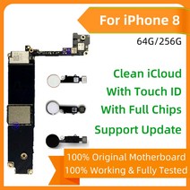 아이폰 8 용 플레이트 메인 보드 언락 마더 터치 ID 포함/불포함 로직 풀 칩 지원 IOS 업데이트, 06 256G White TouchID