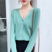 스웨터 자켓 만능 숏 가을 여자 여성 봄 클리어런스 니트 긴팔 가디건 브이넥