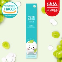 아기 유아용 자일리톨사탕 무설탕사탕 무가당사탕 무설탕 사탕 유아 자일리톨 청포도 샤인머스켓 낱개포장 휴대용 5정, 튼튼캔디 5박스