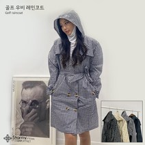 골프 비옷 우비 레인코트, 베이지, 땡땡이
