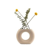 One Oak Park 세라믹 꽃병 모던 기하학 미니멀리스트 내추럴 노르딕 센터피스 (높이 17.9cm(6.75인치) 너비 19.1cm(7.5인치) 깊이 8.9cm(, O-shape