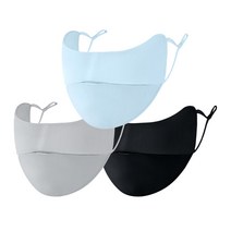 시원한 여름 등산 통풍 햇빛 가리개 마스크 3종세트, 블루+그레이+블랙