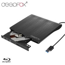 블루레이 플레이어 Deepfox Bluray 플레이어 외부 광학 드라이브 USB 3.0 BD-ROM CD/DVD RW 버너 라이터 레, 02 Black