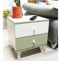 솔이솔문 철레일서랍 협탁 침대협탁 거실 쇼파 침실 서랍장 수납장, 투톤_그린 2단