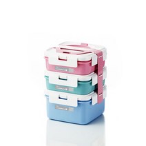 lunchmate 3단 피크닉찬합세트 직사각(핑크), 단일옵션