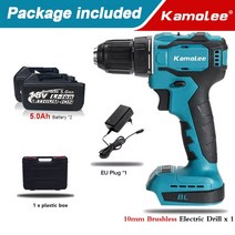 천공기 Kamolee-10MM 브러시리스 전기 임팩트 드릴 무선 스크루 드라이버 리튬 배터리 충전 핸드 마끼다, 06 Two Bat Plastic_01 EU