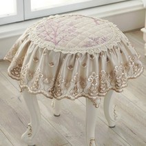 엔틱 화장대 원형 의자 스툴 덮개 커버 패브릭 레이스 매트 패드 인테리어 장식, 45cm  + 시네즈 퍼플