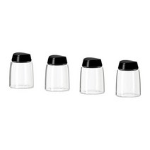 이케아 이헤르디그 양념통 4P 150ml 투명 블랙 6.5x8.5cm 유리