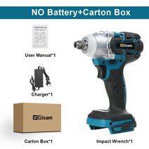 임팩트드릴 충전 보쉬 콘크리트 전동 드릴Gisam 브러시리스 전기 임팩트 렌치 무선 마키타 18V 배터리 스, 01 No Battery